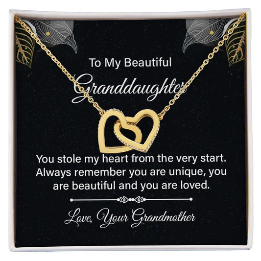 Interlocking Hearts Necklace - To My Beautiful Granddaughter