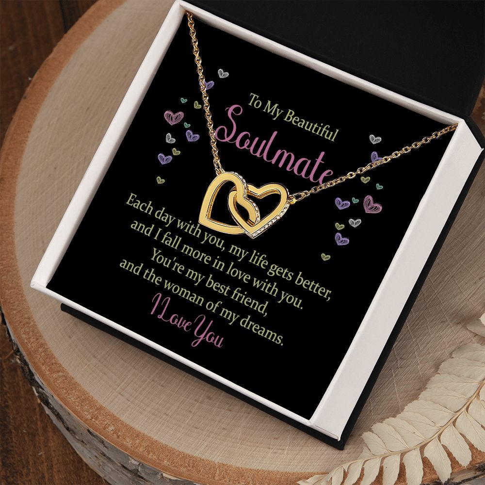 Interlocking Hearts Necklace - To My Beautiful Soulmate