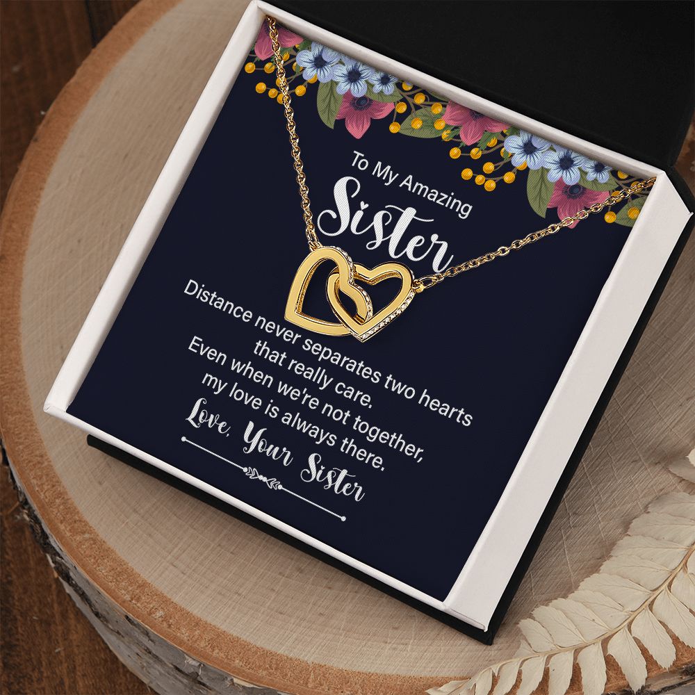 Interlocking Hearts Necklace - To My Amazing Sister
