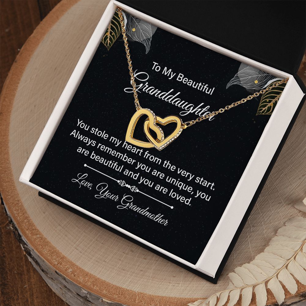 Interlocking Hearts Necklace - To My Beautiful Granddaughter