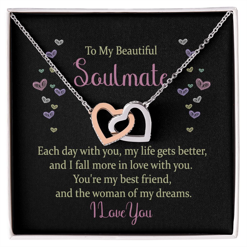 Interlocking Hearts Necklace - To My Beautiful Soulmate