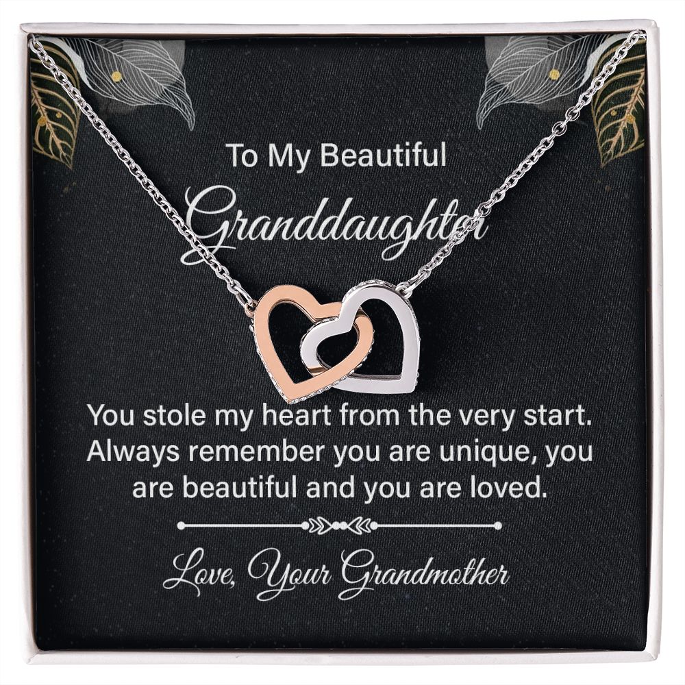 Interlocking Hearts Necklace - To My Beautiful Granddaughter