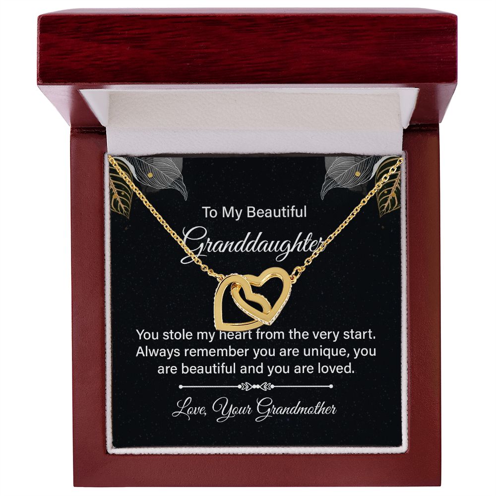 Interlocking Hearts Necklace - To My Beautiful Granddaughter