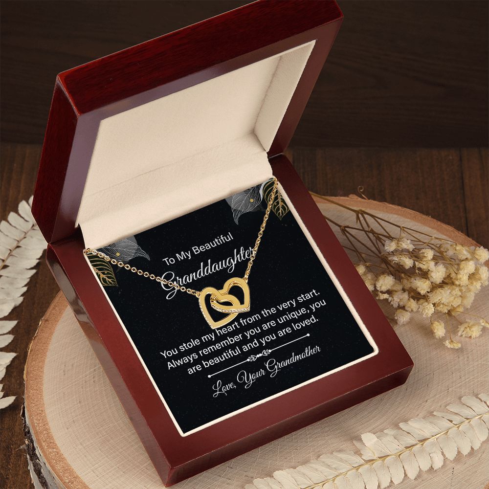 Interlocking Hearts Necklace - To My Beautiful Granddaughter