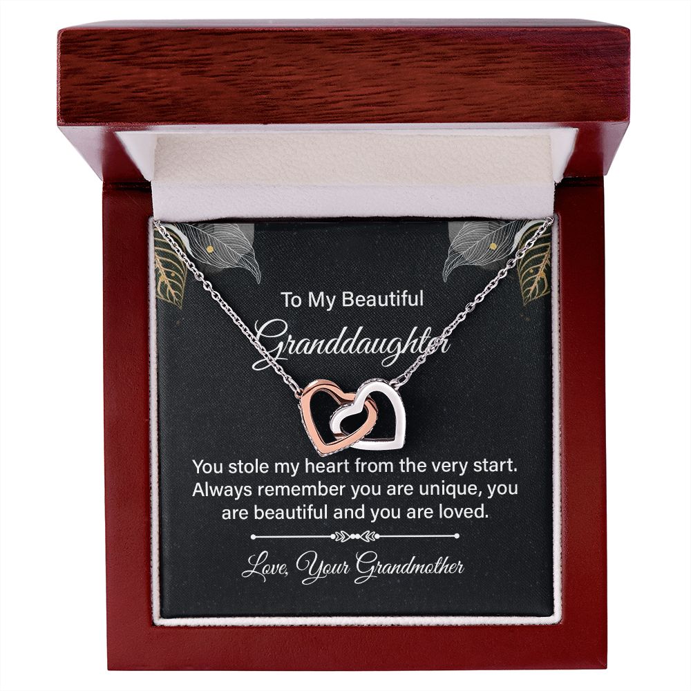 Interlocking Hearts Necklace - To My Beautiful Granddaughter