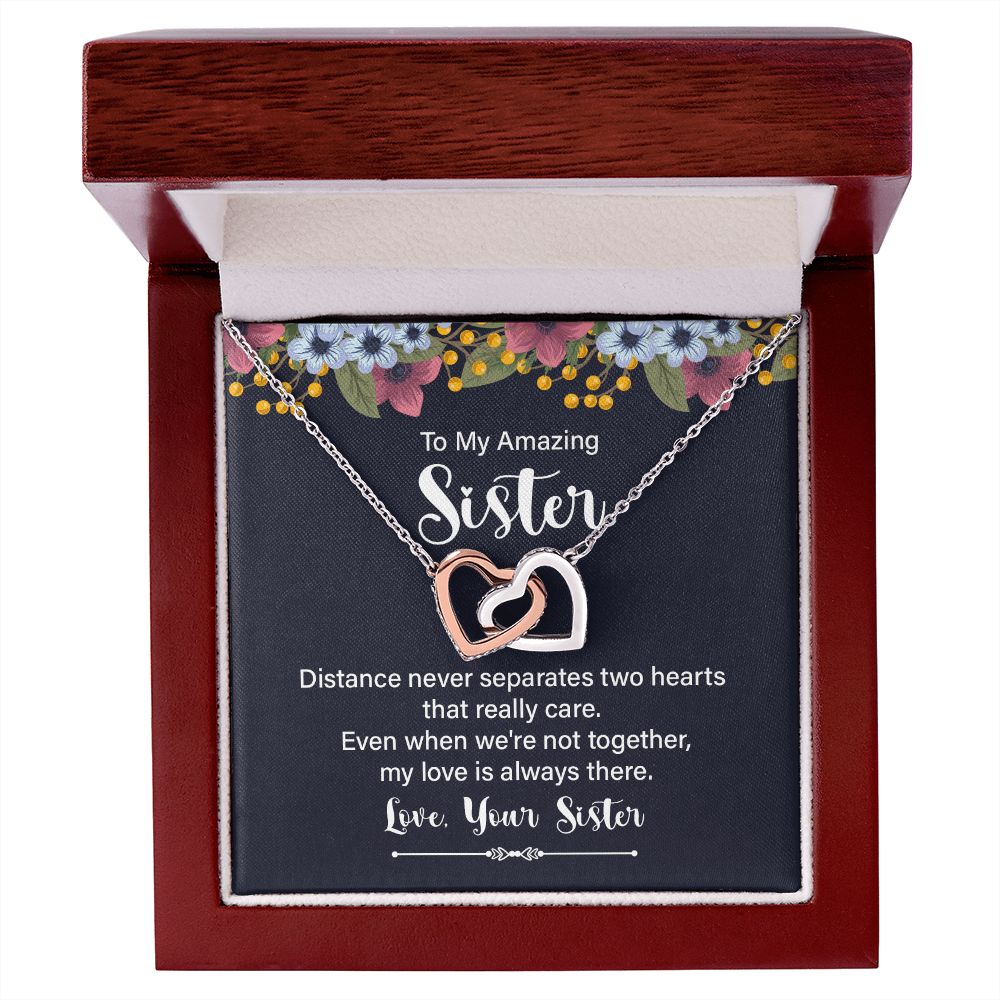 Interlocking Hearts Necklace - To My Amazing Sister