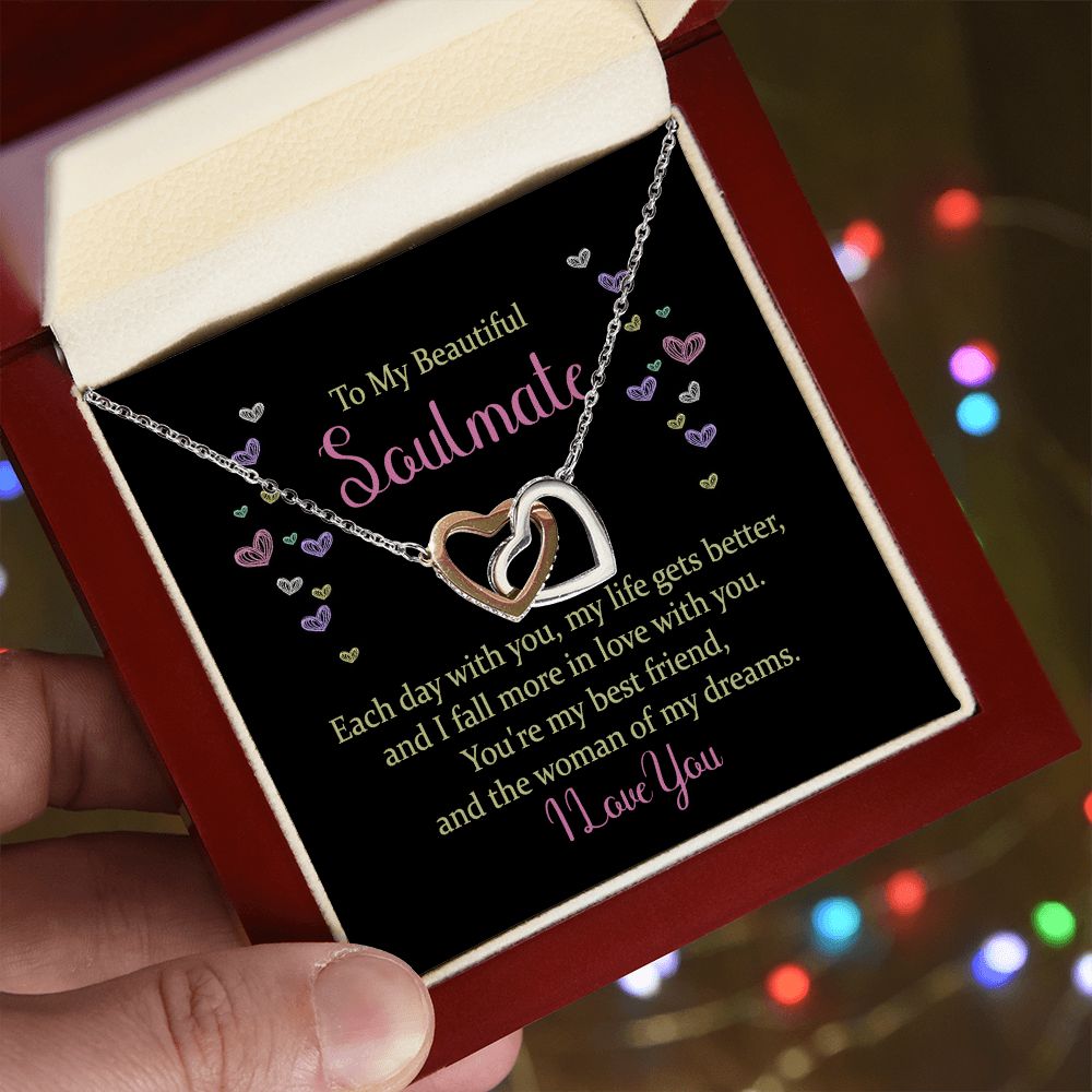 Interlocking Hearts Necklace - To My Beautiful Soulmate