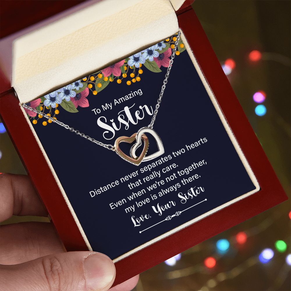 Interlocking Hearts Necklace - To My Amazing Sister