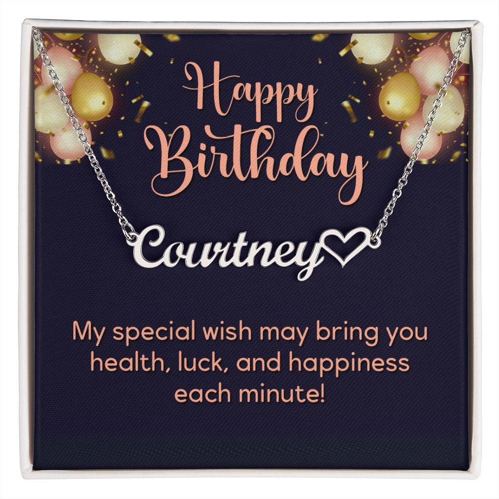 Heart Name Necklace - Happy Birthday
