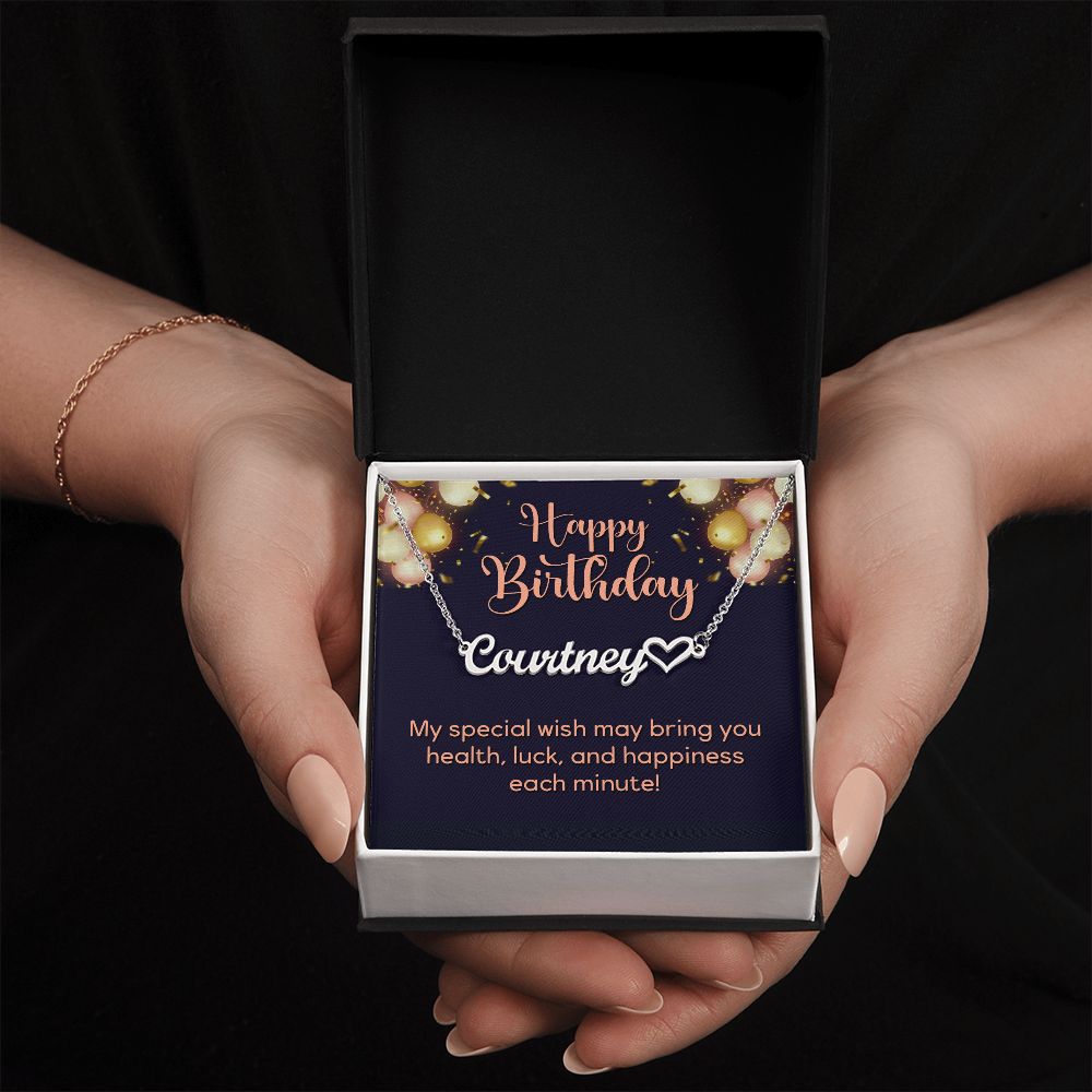 Heart Name Necklace - Happy Birthday