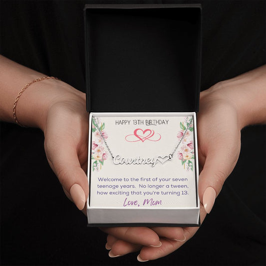 Heart Name Necklace - Happy 13th Birthday