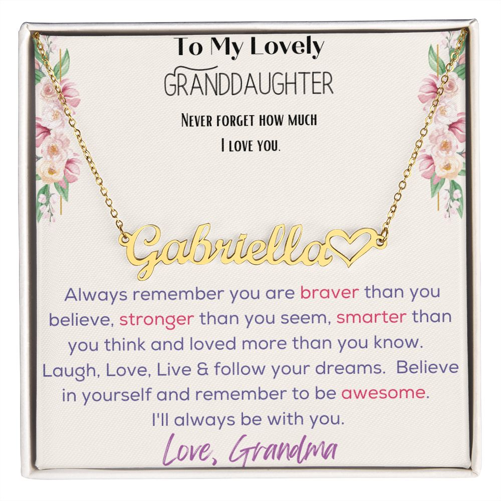 Heart Name Necklace - To My Lovely Granddaughter, Love Grandma