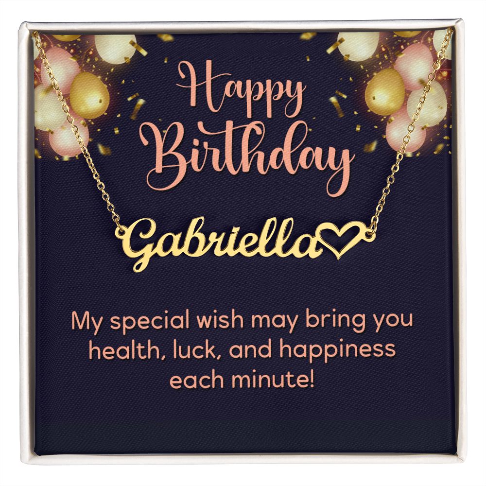 Heart Name Necklace - Happy Birthday