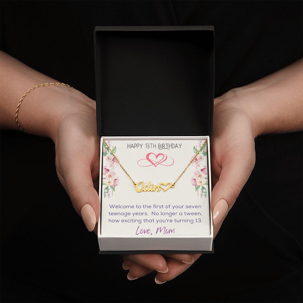Heart Name Necklace - Happy 13th Birthday