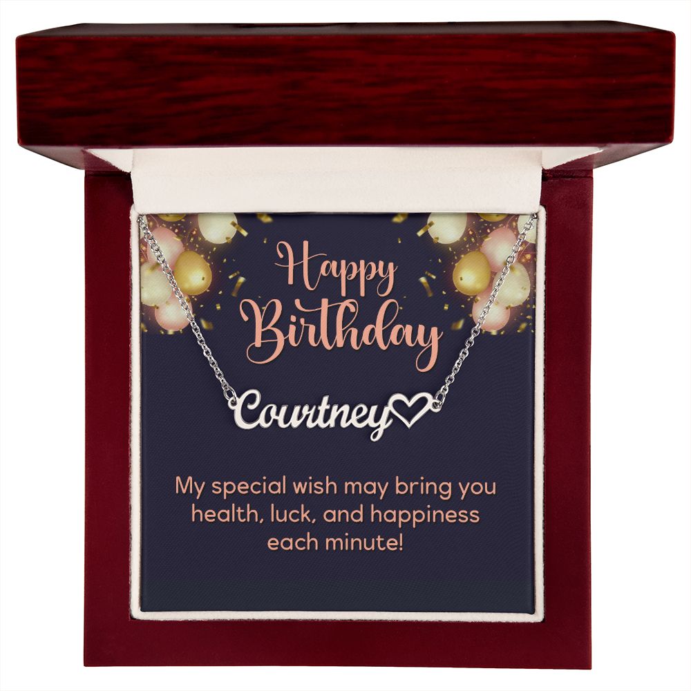 Heart Name Necklace - Happy Birthday