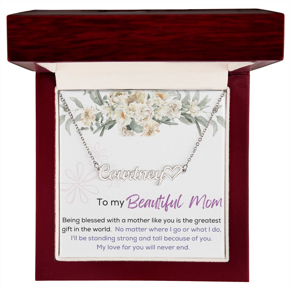 Heart Name Necklace - To My Beautiful Mom