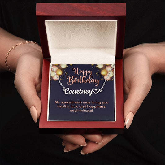 Heart Name Necklace - Happy Birthday