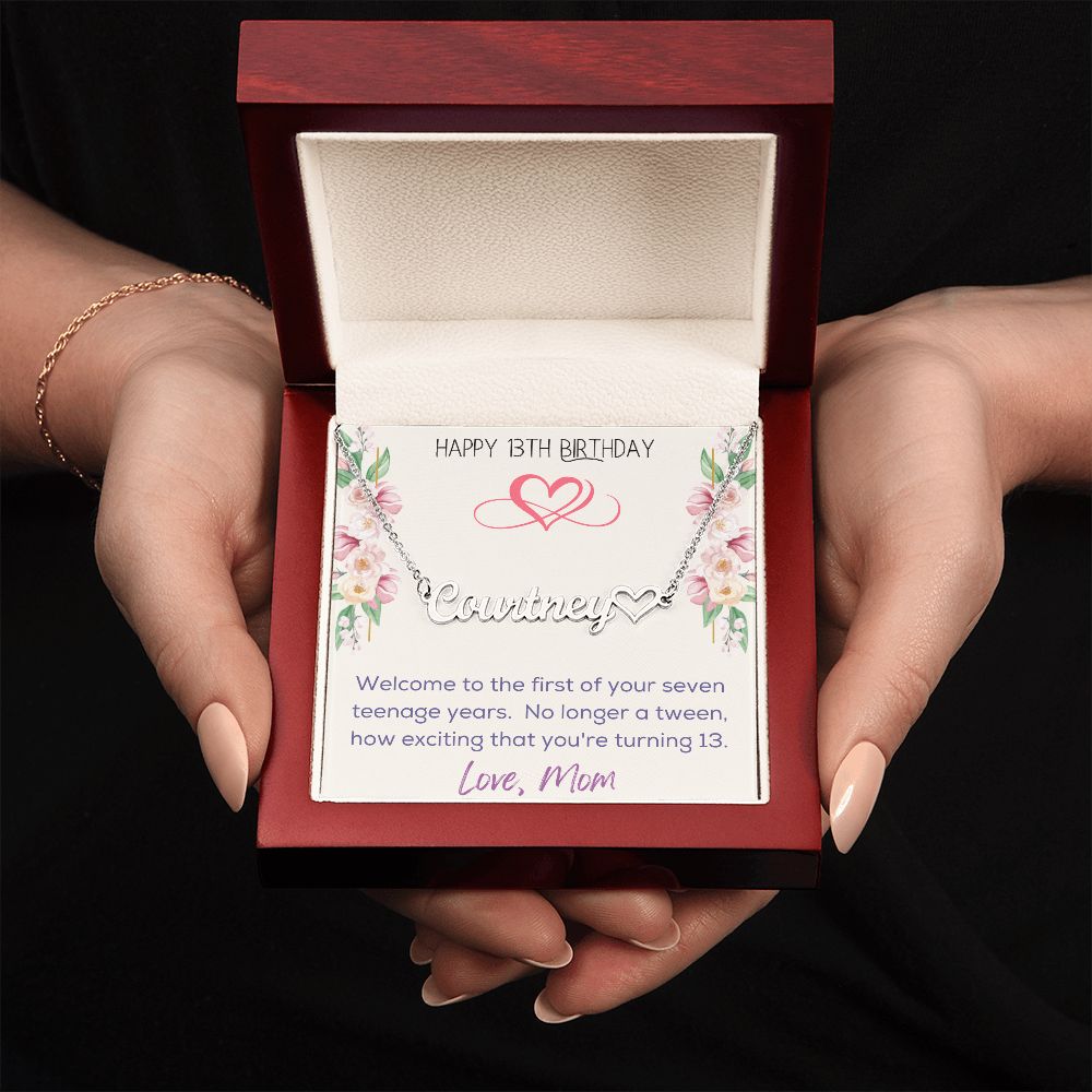 Heart Name Necklace - Happy 13th Birthday