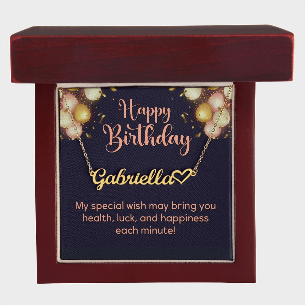 Heart Name Necklace - Happy Birthday