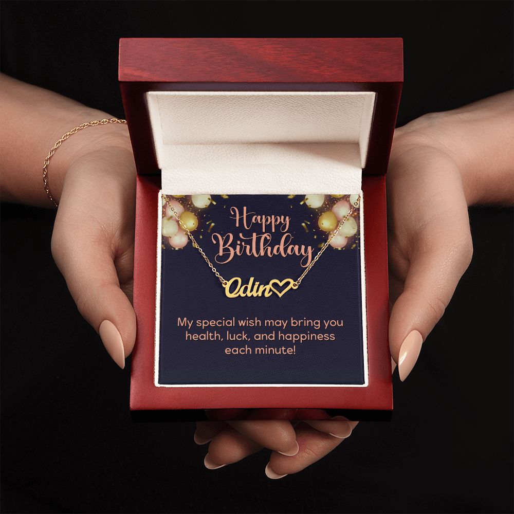 Heart Name Necklace - Happy Birthday