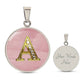 Pink Sparkles Round Initial Pendant