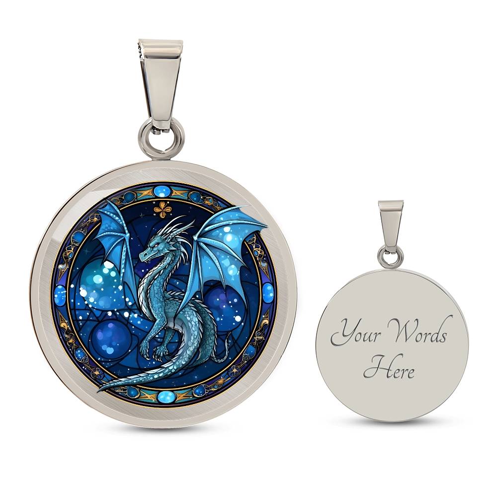 Blue Dragon - Luxury Graphic Circle Necklace