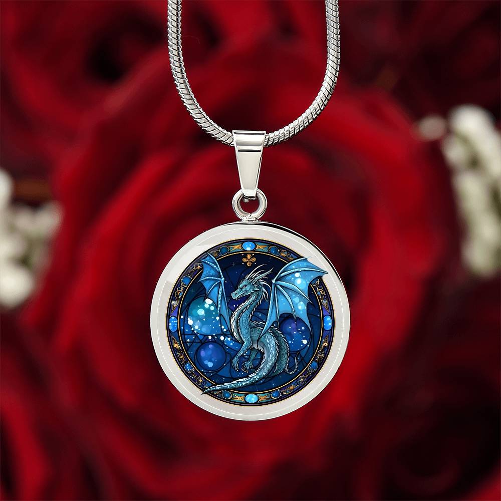 Blue Dragon - Luxury Graphic Circle Necklace