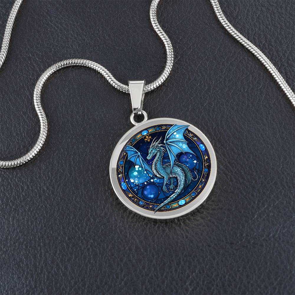 Blue Dragon - Luxury Graphic Circle Necklace