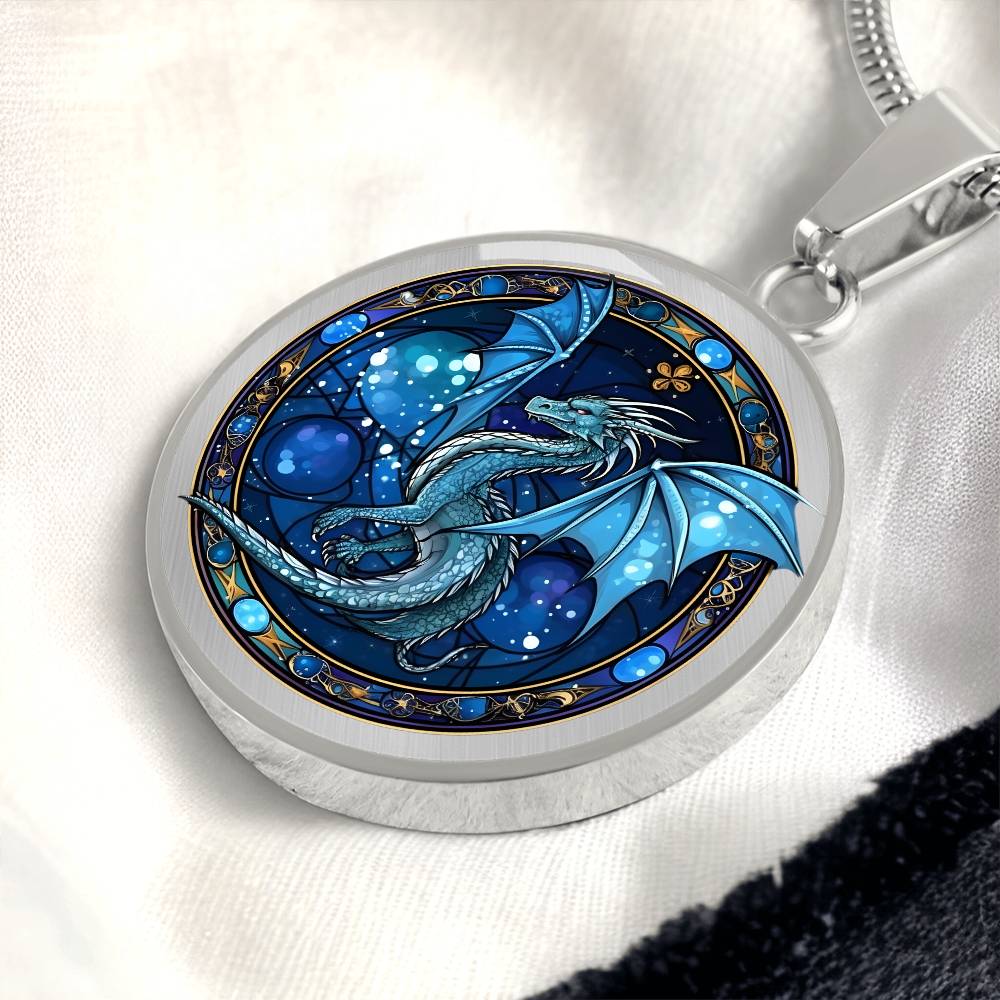 Blue Dragon - Luxury Graphic Circle Necklace