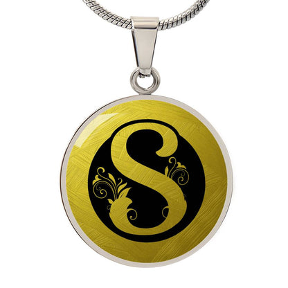 Golden Elegance Initial Round Pendant