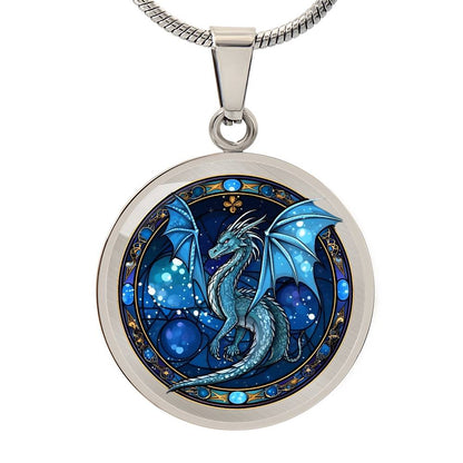 Blue Dragon - Luxury Graphic Circle Necklace