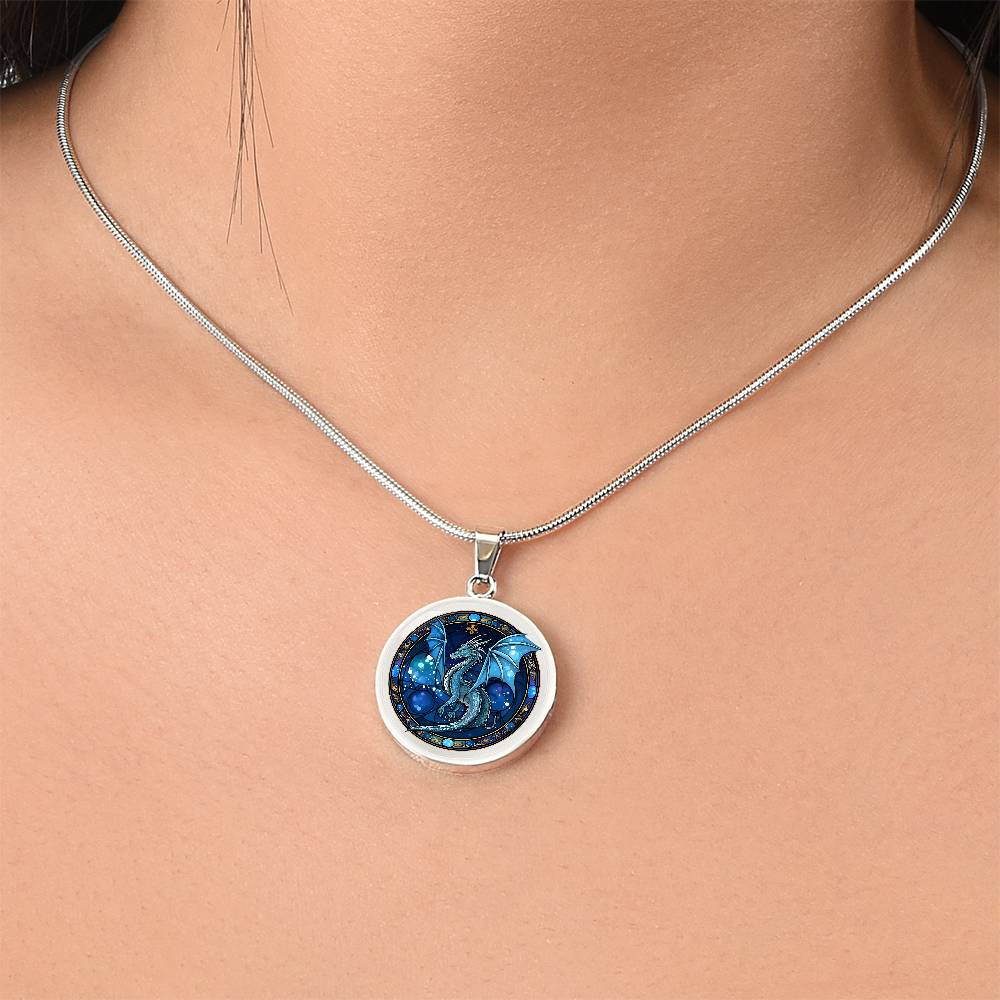 Blue Dragon - Luxury Graphic Circle Necklace