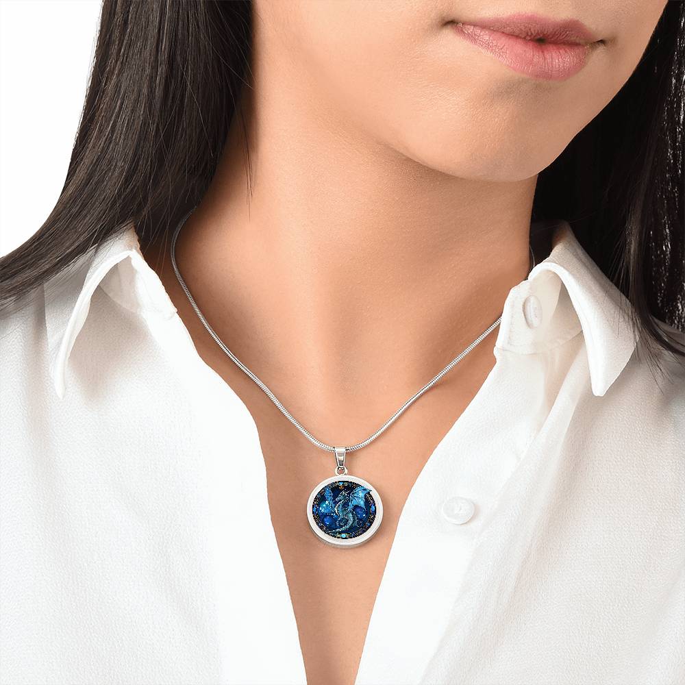 Blue Dragon - Luxury Graphic Circle Necklace