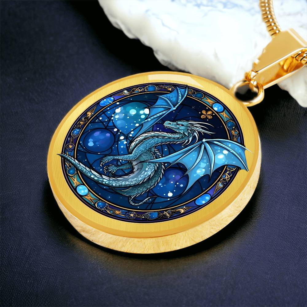 Blue Dragon - Luxury Graphic Circle Necklace