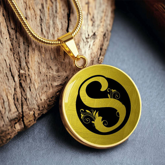 Golden Elegance Initial Round Pendant