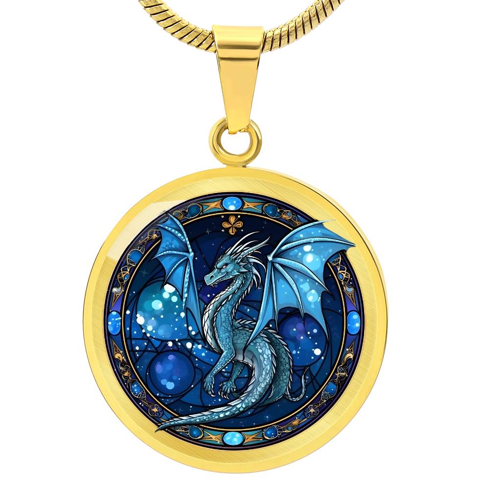 Blue Dragon - Luxury Graphic Circle Necklace