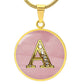 Pink Sparkles Round Initial Pendant