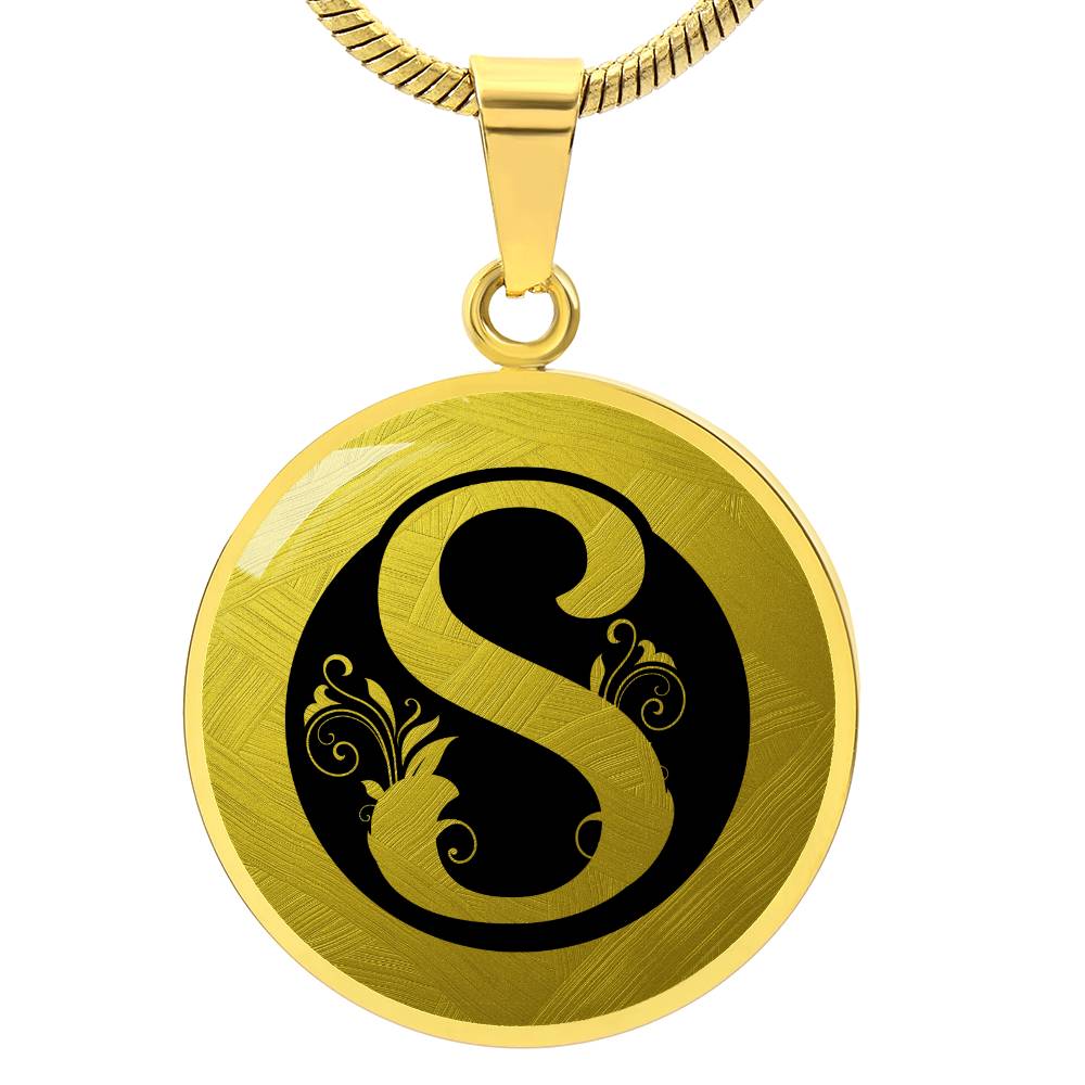 Golden Elegance Initial Round Pendant