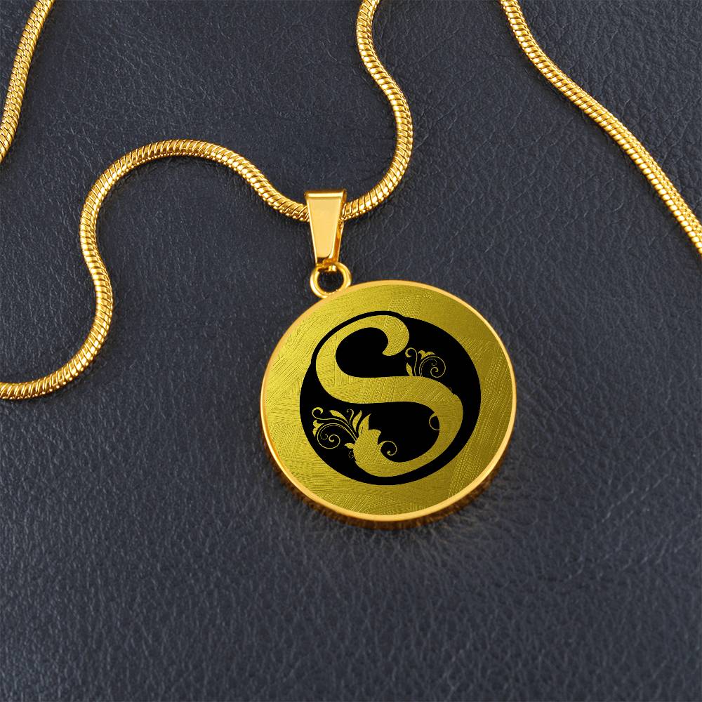 Golden Elegance Initial Round Pendant