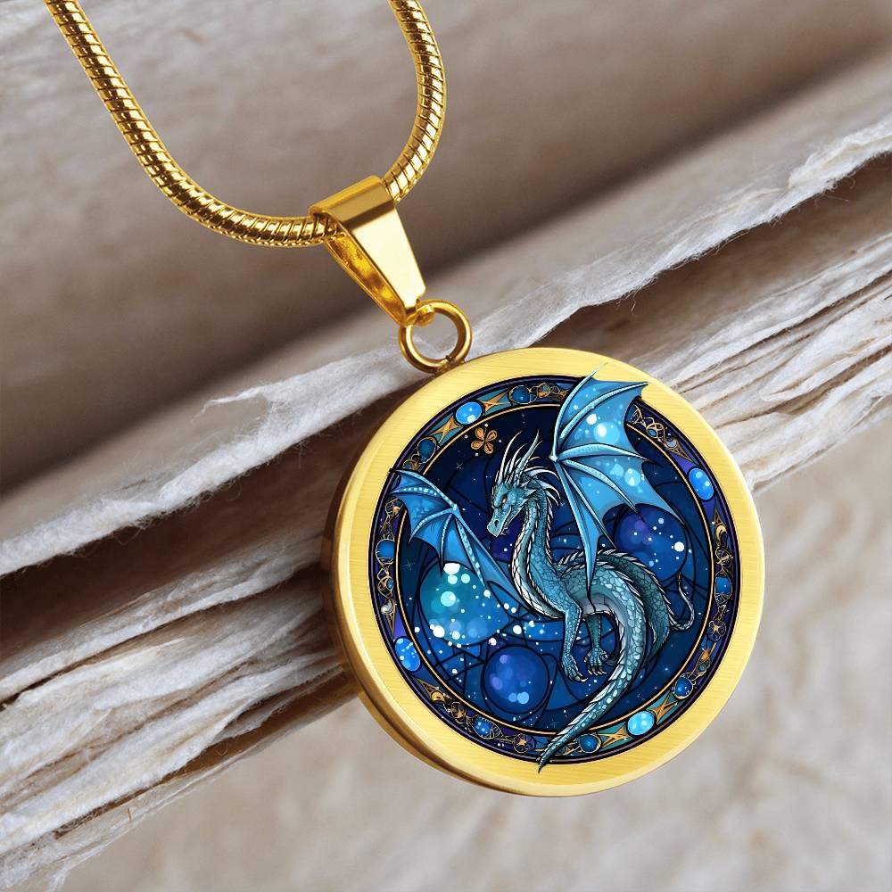 Blue Dragon - Luxury Graphic Circle Necklace