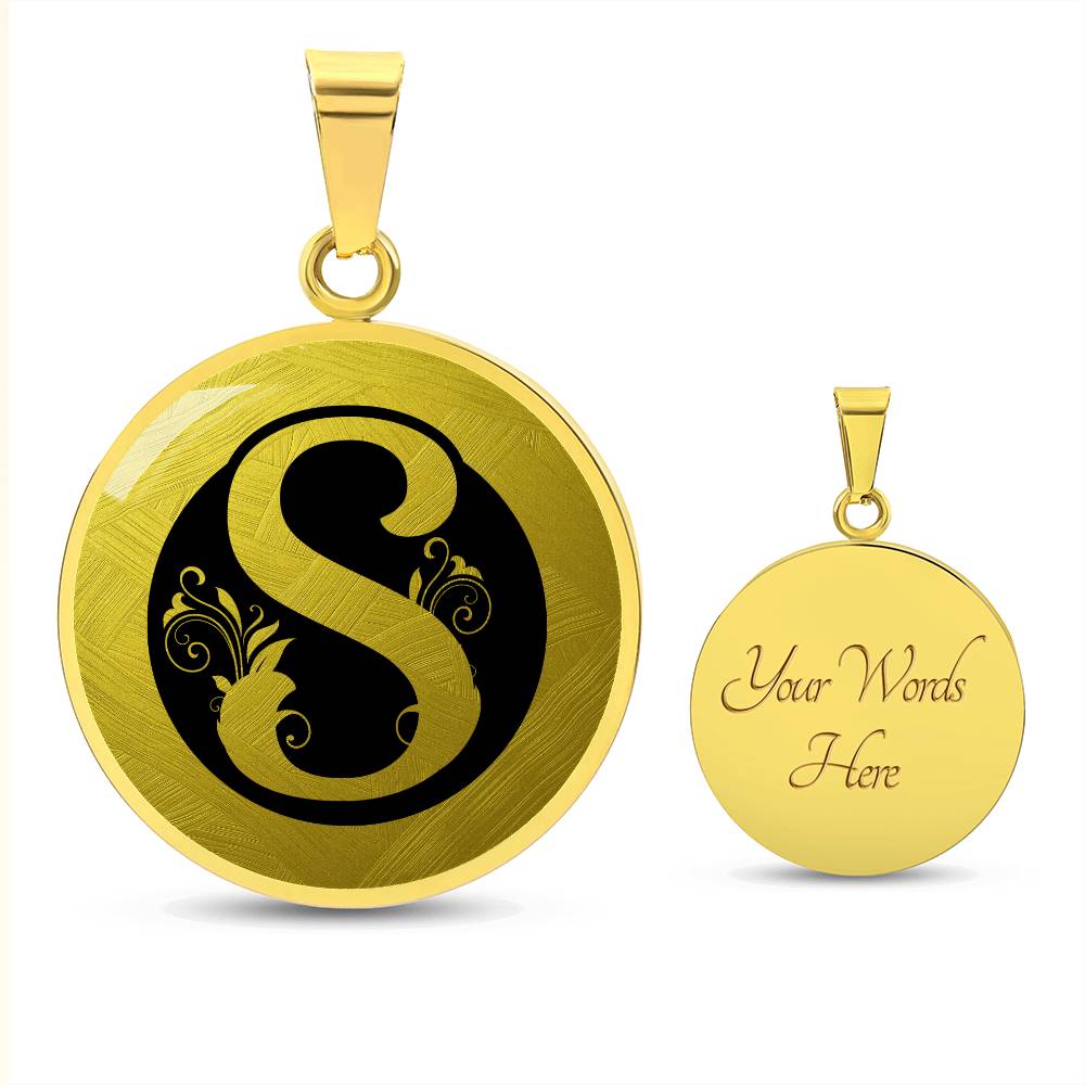 Golden Elegance Initial Round Pendant