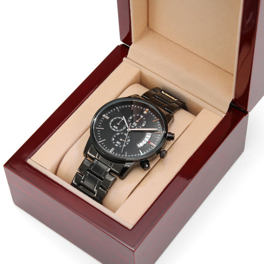 Men's Personalized Black Chronograph Watch