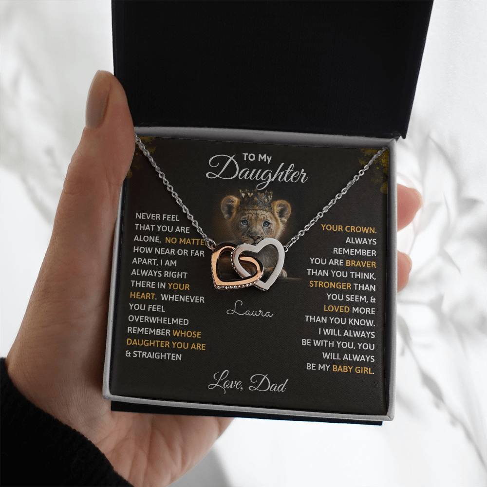 Interlocking Hearts Necklace - To My Daughter, Never Feel That You Are Alone