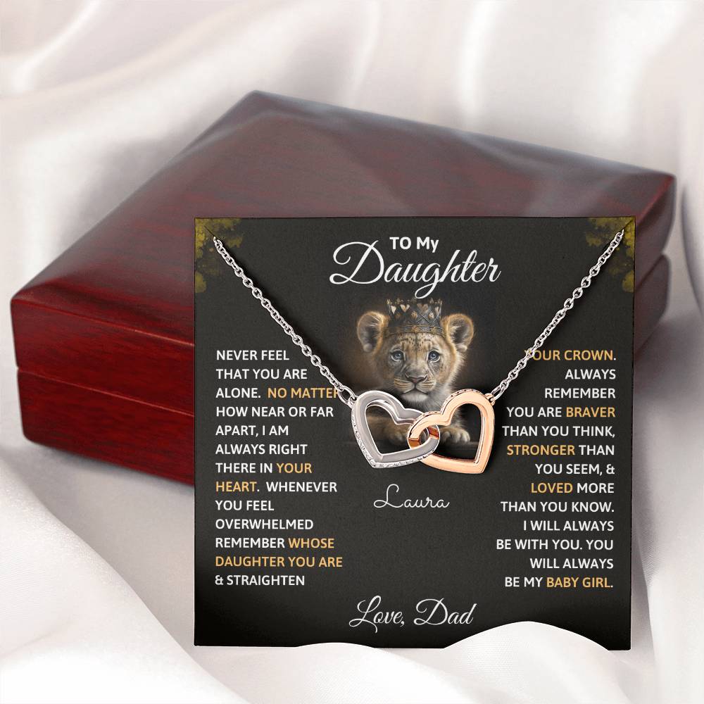 Interlocking Hearts Necklace - To My Daughter, Never Feel That You Are Alone