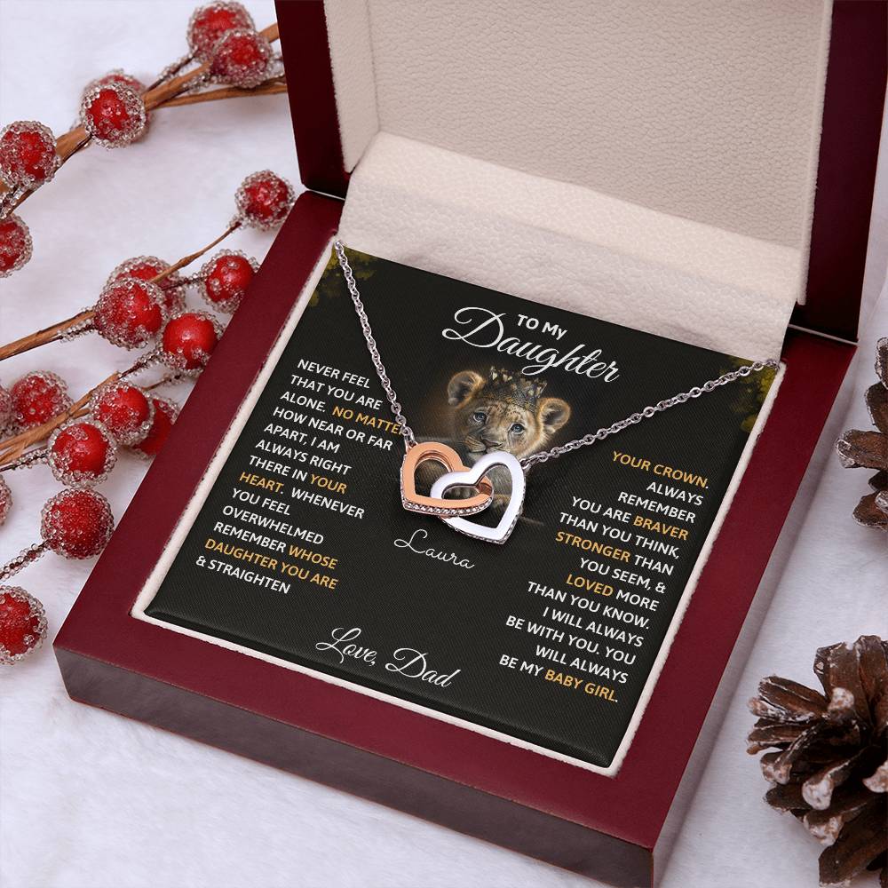 Interlocking Hearts Necklace - To My Daughter, Never Feel That You Are Alone