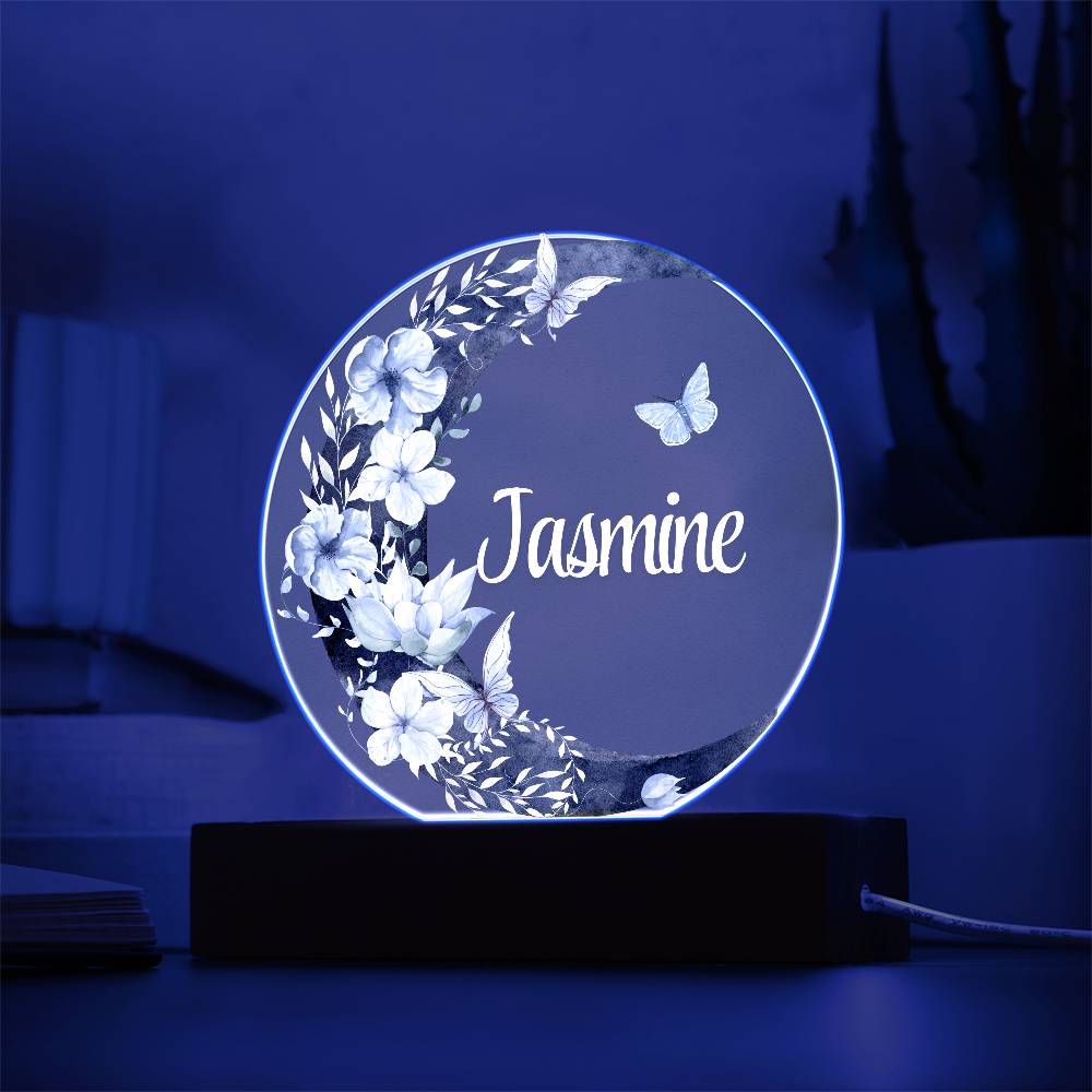 The Flower Moon - Personalized Acrylic Circle Plaque