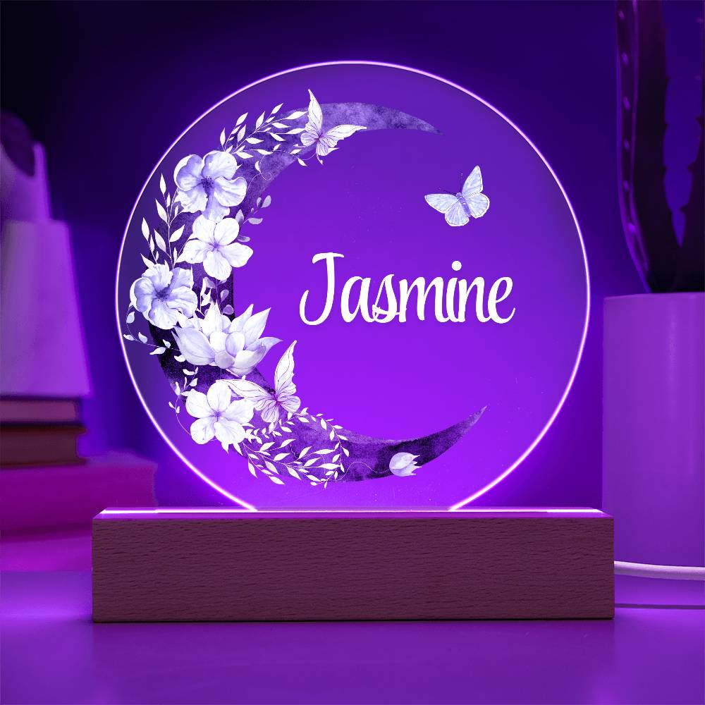 The Flower Moon - Personalized Acrylic Circle Plaque