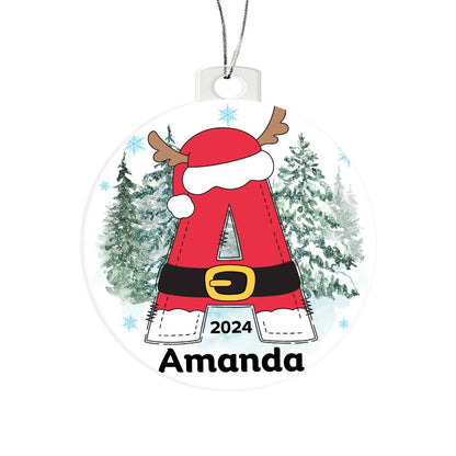 Personalized Santa Initial Christmas Ornament - Acrylic Ornament