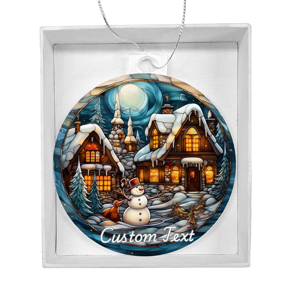 Faux Stained Glass Winter, Custom Personalized Acrylic Christmas Ornament