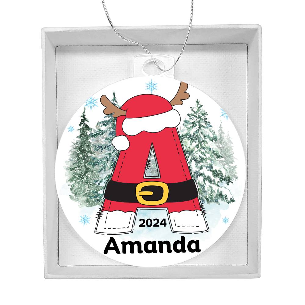 Personalized Santa Initial Christmas Ornament - Acrylic Ornament